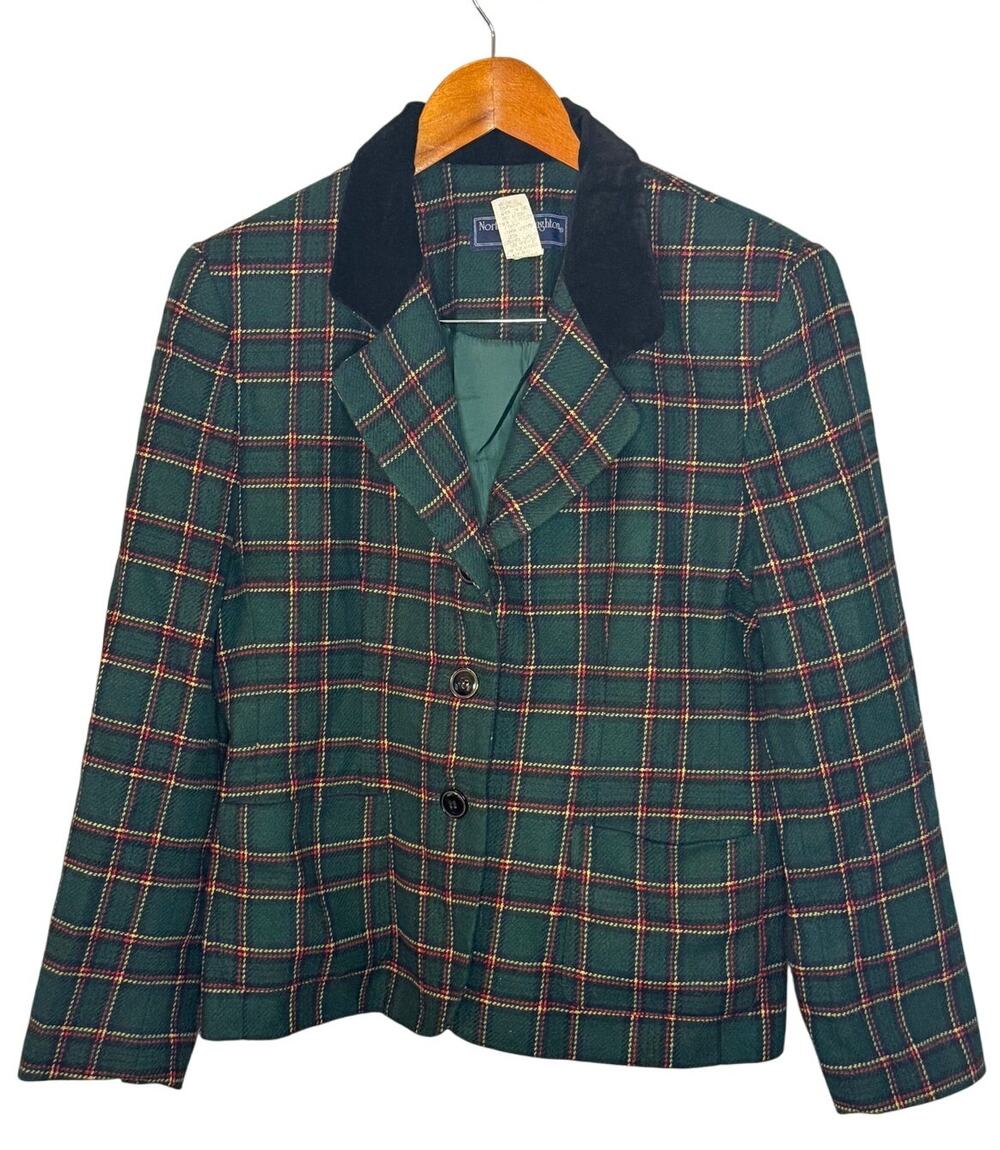 Vintage Norton Mcnaughton Tartan Plaid Wool Blend Blazer Size 10P